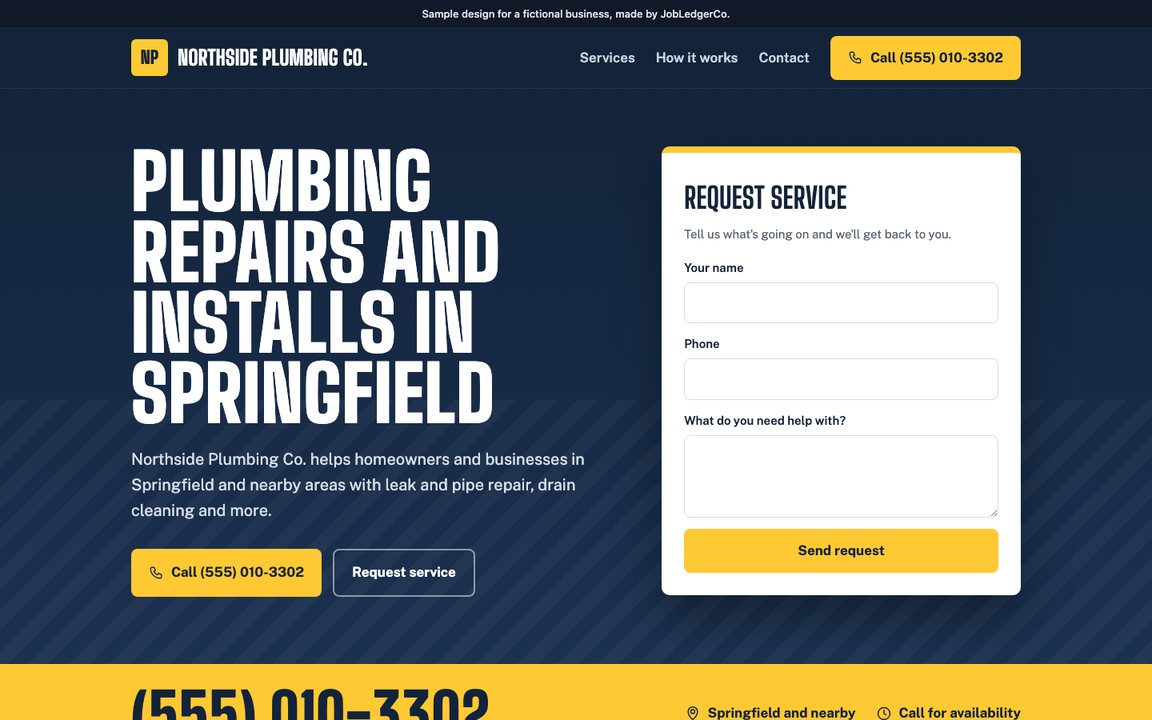 Sample plumbing website in the Signal style