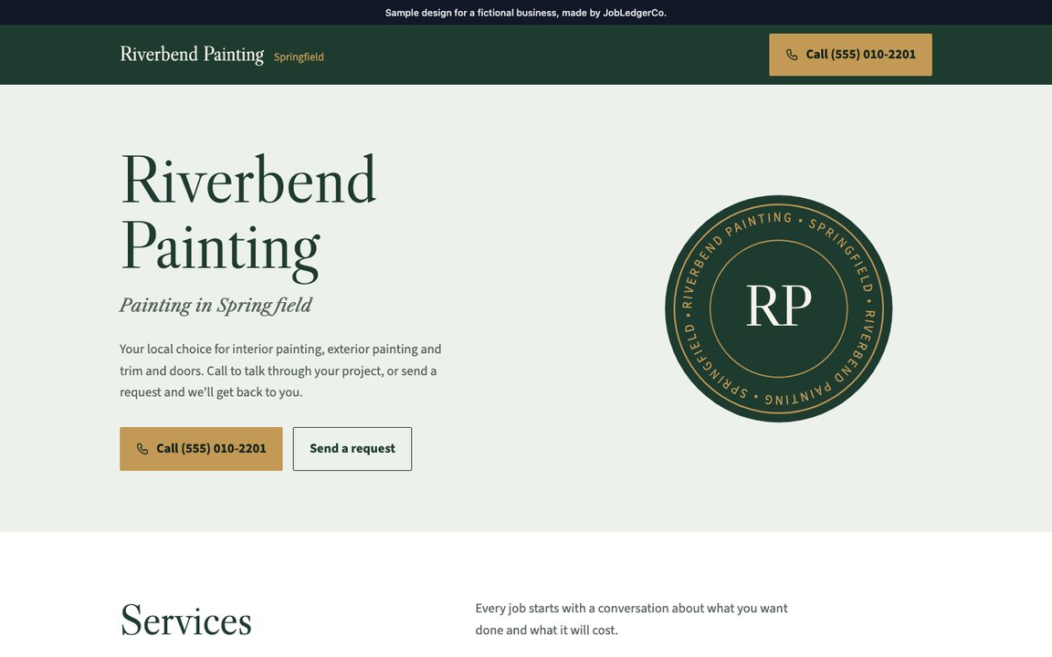 Sample painting website in the Heritage style